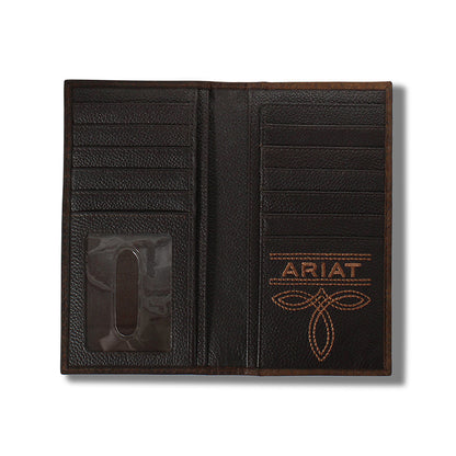 Men's Ariat Rowdy Brown Leather Rodeo Style Wallet A35491282 - Crazy House Western Wear