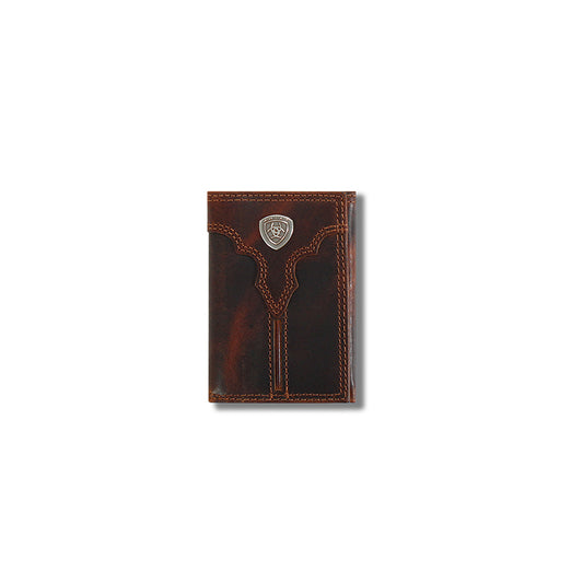 Men's Ariat Brown Trifold Ariat Logo Wallet A3550102 - Crazy House Western Wear