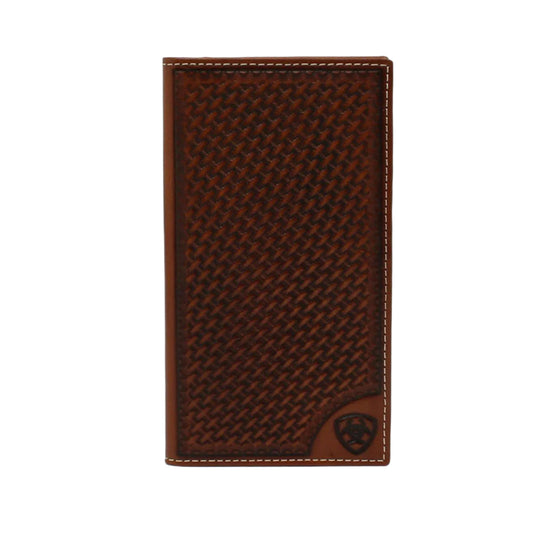 Men's Ariat Tan Basketweave Design Rodeo Style Wallet A3550308 - Crazy House Western Wear