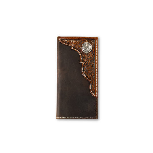 Men's Ariat Brown Rodeo Style Genuine Leather Wallet A3551302 - Crazy House Western Wear