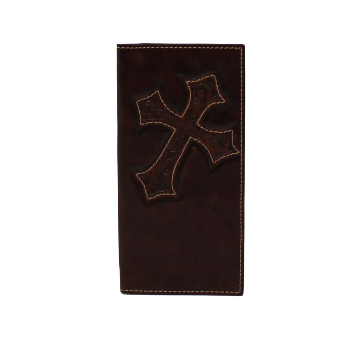 Men's Ariat Brown Rodeo Style Genuine Leather Wallet with Cross A3551402 - Crazy House Western Wear