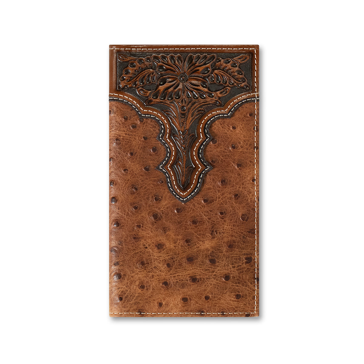 Men's Ariat Brown Rodeo Style Ostrich Wallet A3553102 - Crazy House Western Wear