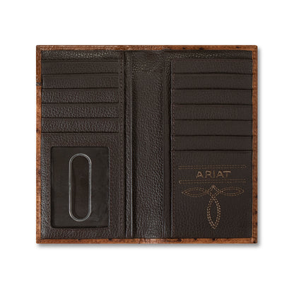 Men's Ariat Brown Rodeo Style Ostrich Wallet A3553102 - Crazy House Western Wear