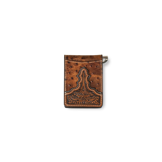 Men's Ariat Brown Bifold Ostrich Pattern Wallet A3553302 - Crazy House Western Wear