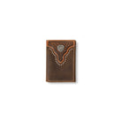 Men's Ariat Brown Trifold Wallet with Basketweave Design A3553502 - Crazy House Western Wear