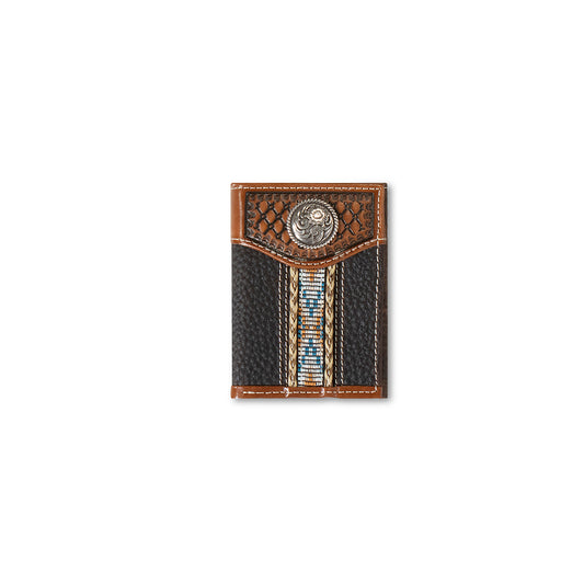 Men's Ariat Rowdy Brown Trifold Wallet A35541282 - Crazy House Western Wear