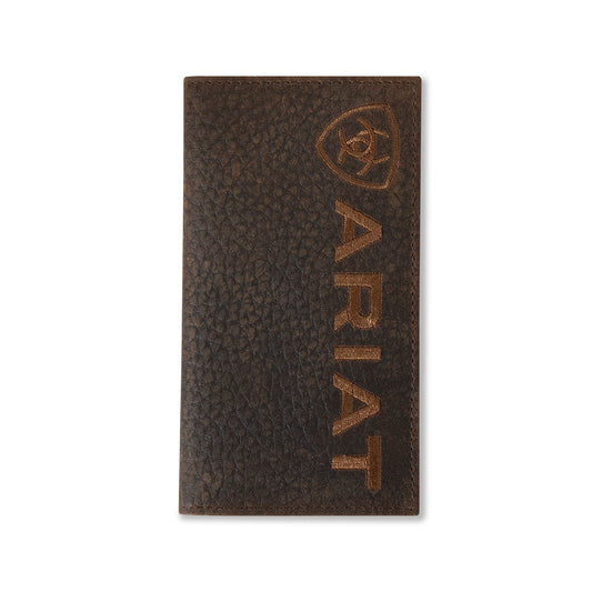 Men's Ariat Brown Bull Hide Leather Rodeo Style Wallet A3554302 - Crazy House Western Wear