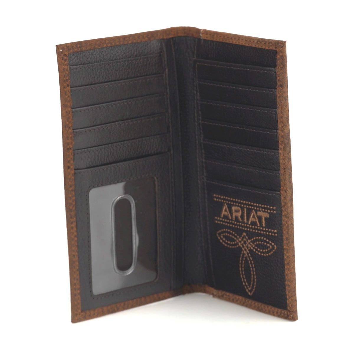 Ariat Men's Rodeo Bull Hide Brown Leather Wallet A3555902