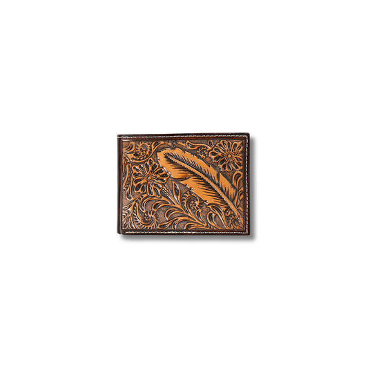 Men's Ariat Brown Bifold Style Genuine Leather Wallet A3557602 - Crazy House Western Wear