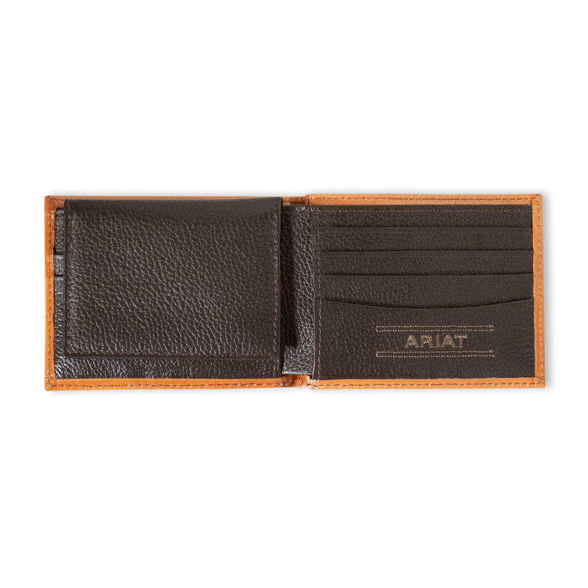 Men's Ariat Natural Color Wallet Floral Design 100% Leather A3559848 - Crazy House Western Wear