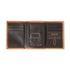 Ariat Men's Light Brown Tan Floral Tooled Trifold Wallet A3559948