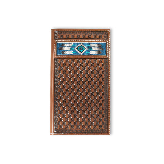 Men's Ariat Brown Rodeo Style Genuine Leather Wallet A3560302 - Crazy House Western Wear