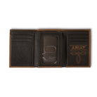 Men's Ariat Rowdy Brown Genuine Leather Trifold Style Wallet A35621282 - Crazy House Western Wear