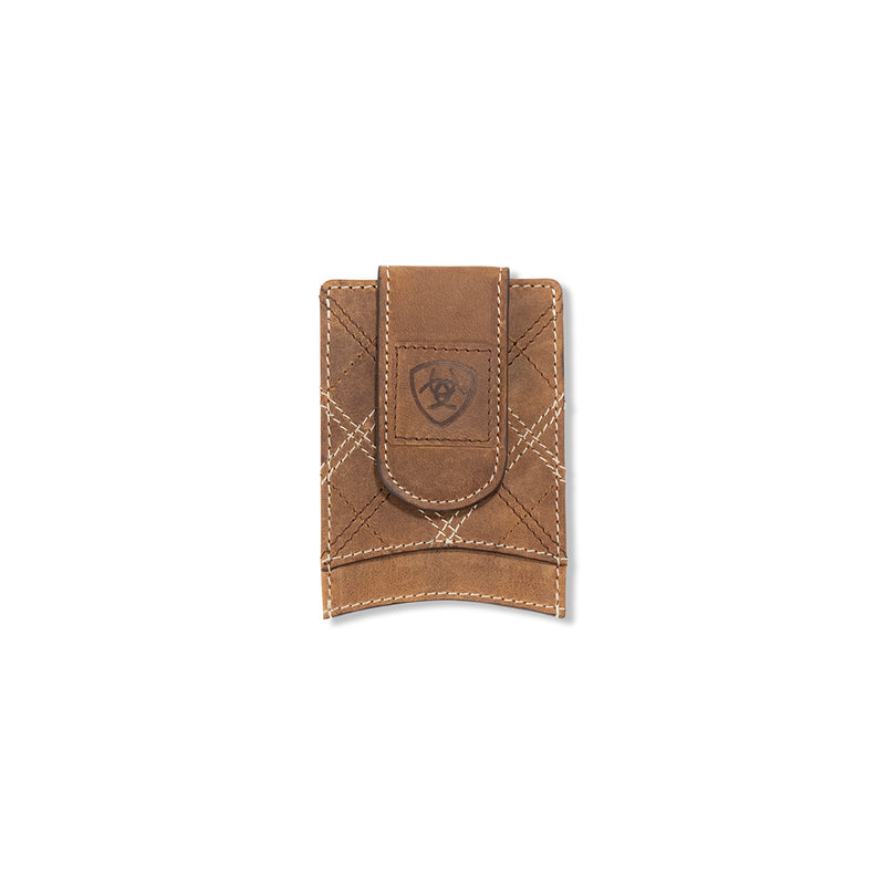 Men's Ariat Medium Brown Card Case Money Clip Style Wallet A3563244