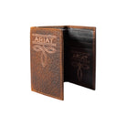 Men's Ariat 100% Leather Brown Trifold Style Wallet A3563402