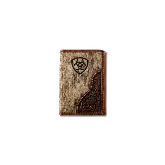 Men's Ariat Brown Trifold Style Calf Hair Body Wallet A3564402 - Crazy House Western Wear