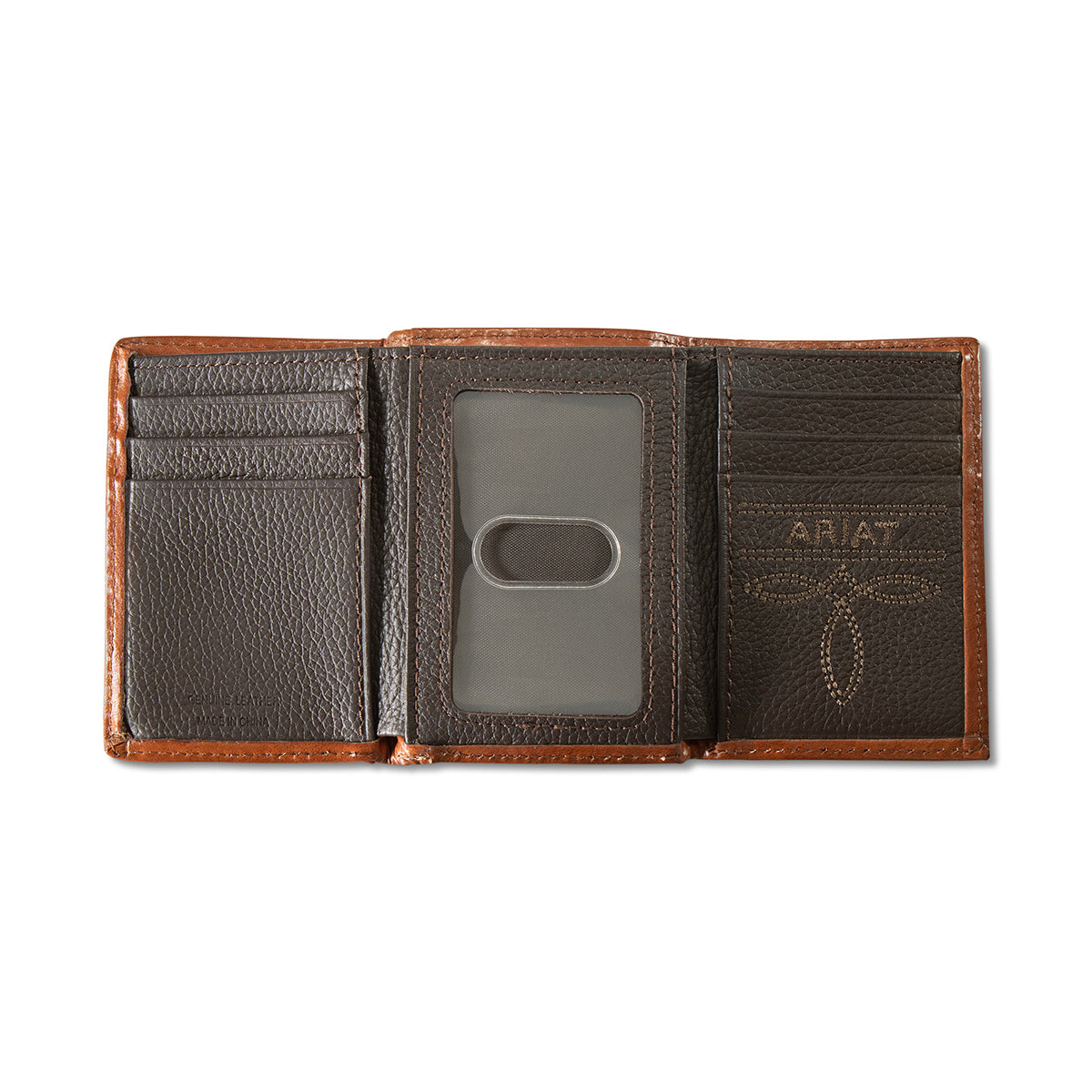 Men's Ariat Brown Trifold Style Calf Hair Body Wallet A3564402 - Crazy House Western Wear