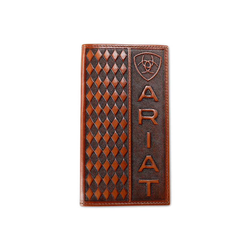 Ariat Men's Rodeo Style Diamond Embossed Brown Leather Wallet A3568402