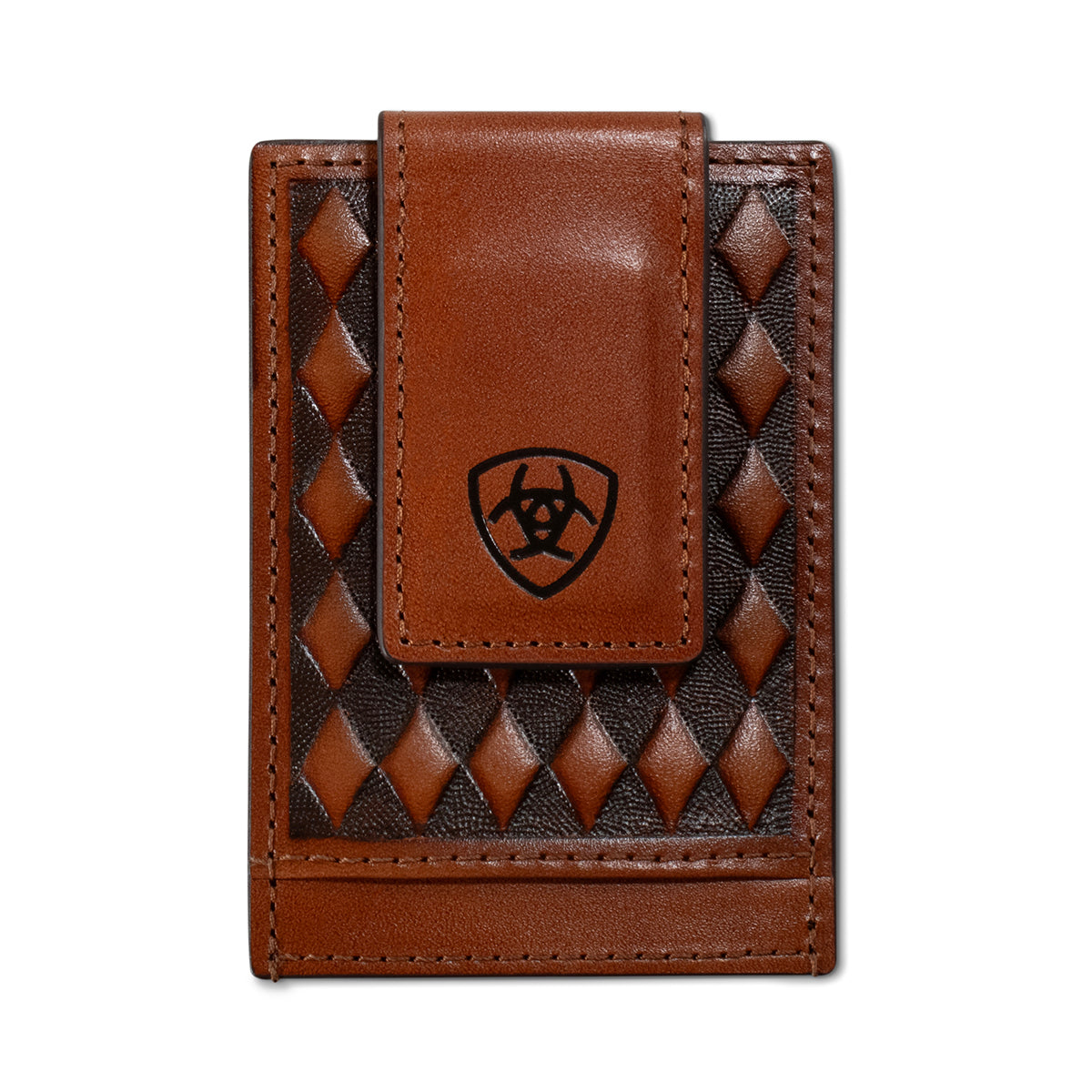 Ariat Men's Brown Diamond Embossed Money Clip Wallet A3568702