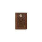Ariat Men's Trifold Tooled Leather Wallet with Overlay A3568944
