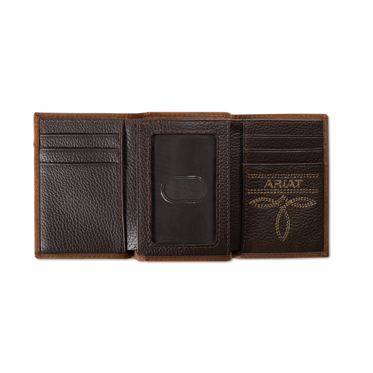 Ariat Men's Trifold Tooled Leather Wallet with Overlay A3568944