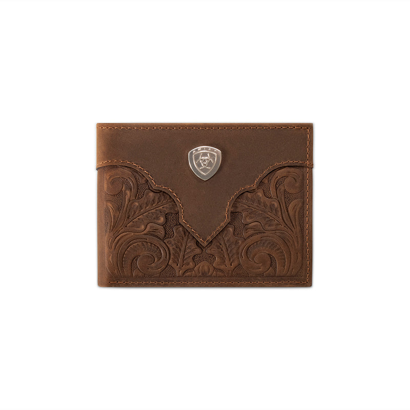 Ariat Men's Bifold Tooled Wallet with Overlay