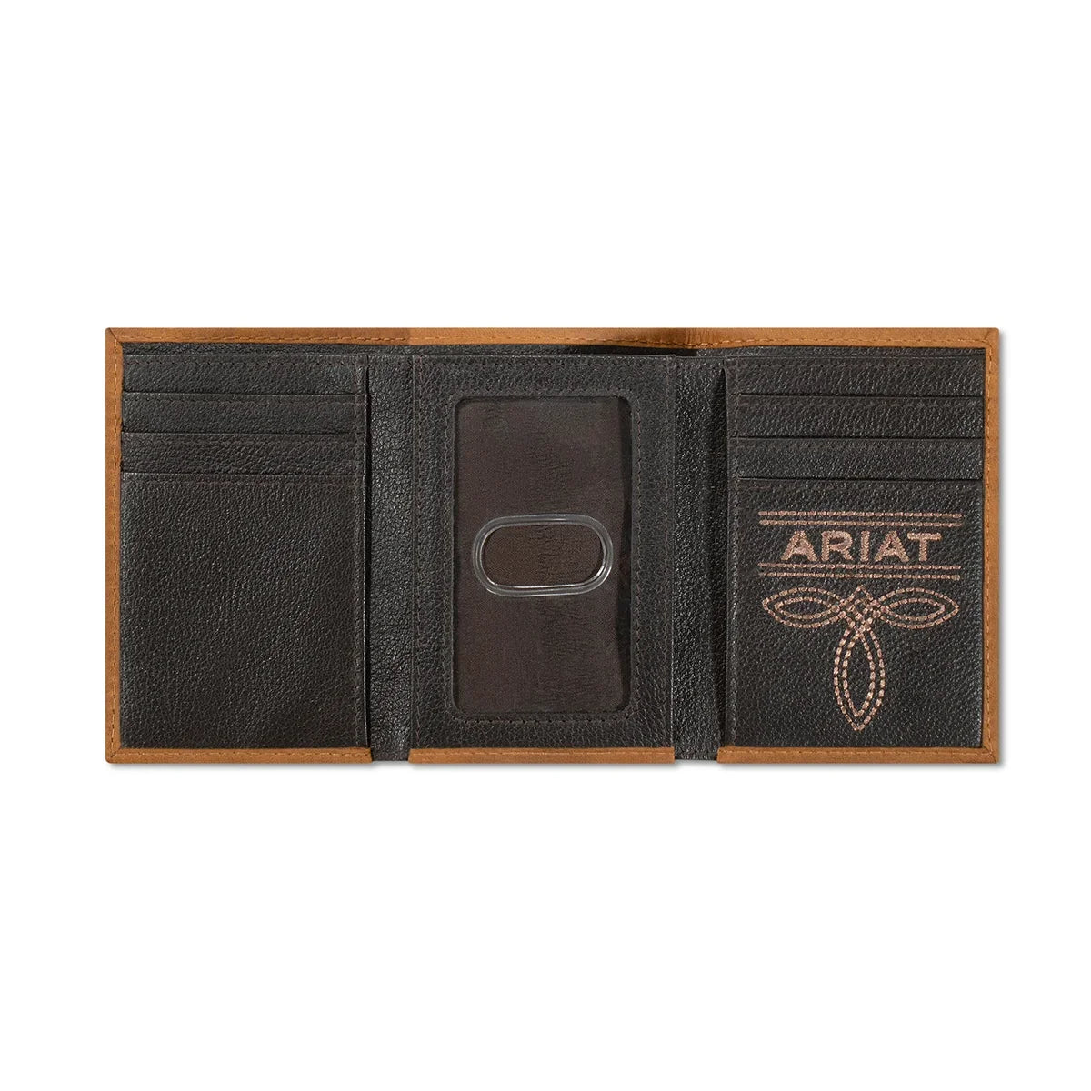 Ariat Men's Trifold Flag Embossed Leather Wallet 