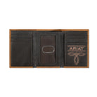 Ariat Men's Trifold Flag Embossed Leather Wallet 