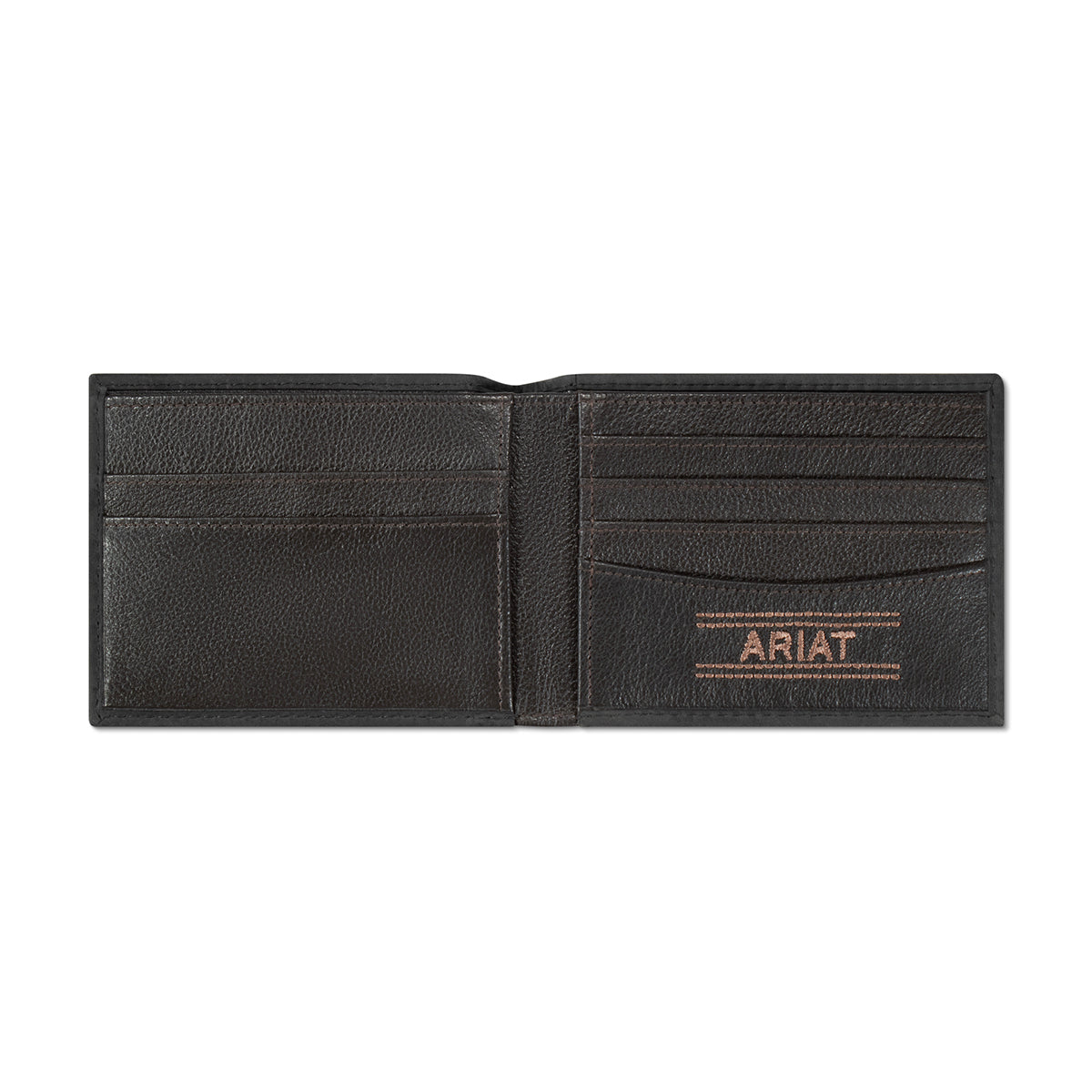 Ariat Men's Black Genuine Leather Wallet with Flag Patch