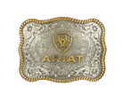 Men's Ariat Silver and Gold Logo Buckle with Twisted Rope Trim A37007