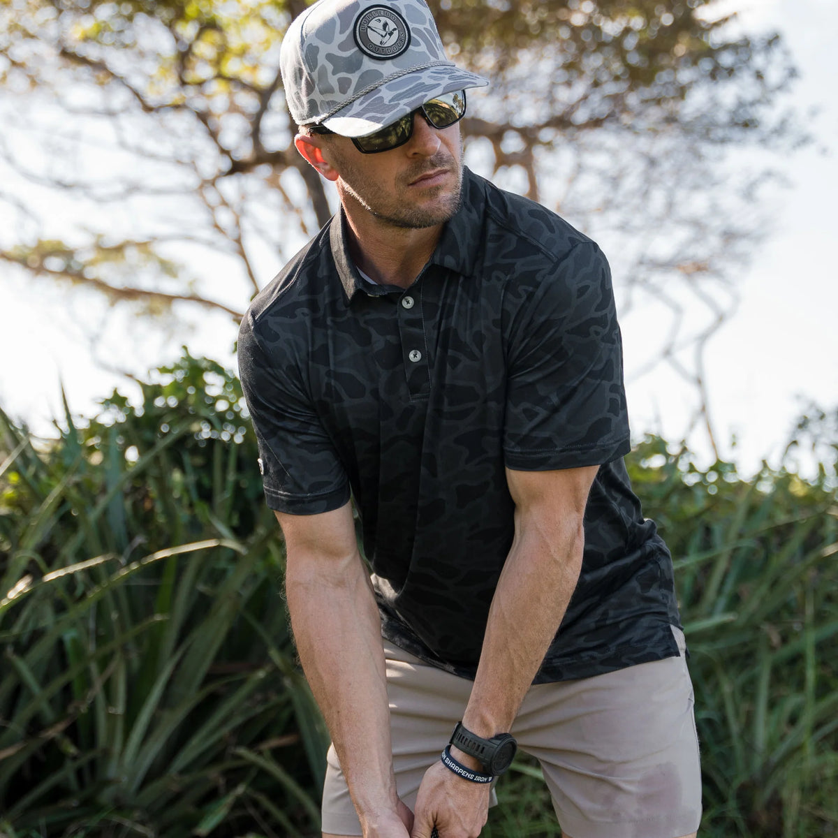Burlebo Men's Black Camo Performance Polo PP-BLKC
