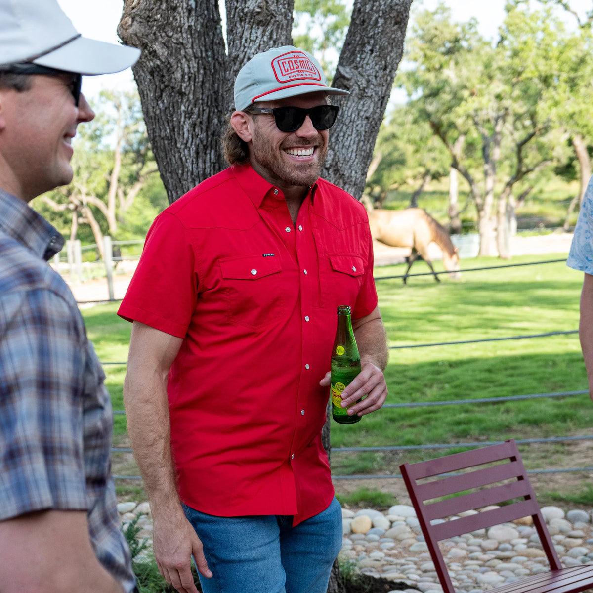 Poncho Men's Red "The Play Action" Pearl Snap Shirt 
