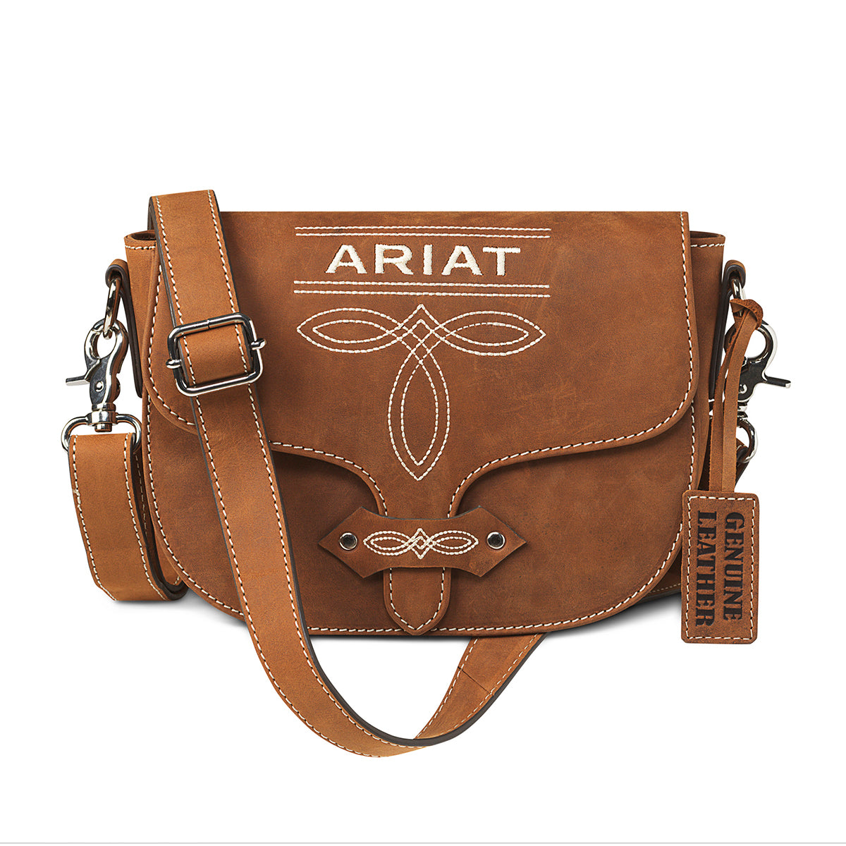 Women's Ariat Medium Brown Small Crossbody Purse with Boot Stitching A770020044