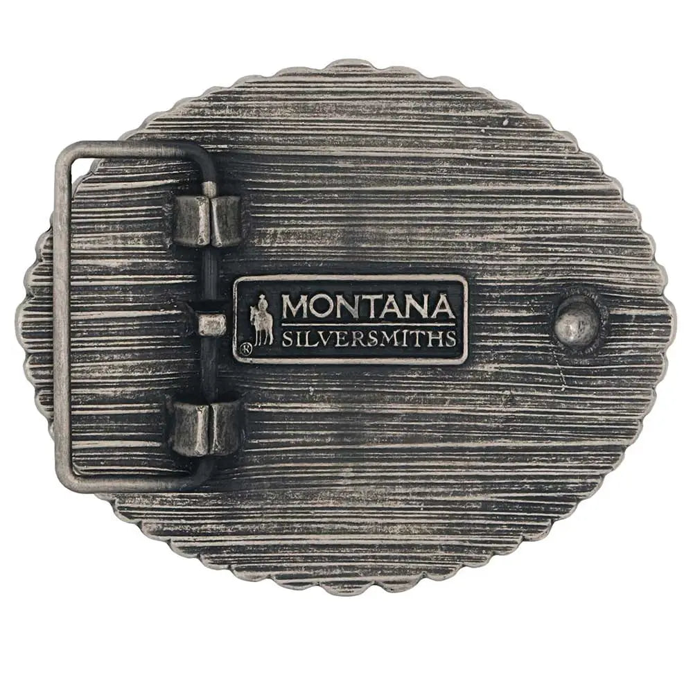 Men's Montana Silversmiths Rustic Barbed Wire Longhorn Buckle A972S