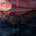 Men's Montana Silversmiths Rustic Barbed Wire Longhorn Buckle A972S