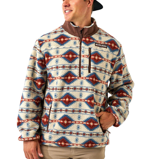 Men's Burlebo Quarter Zip Arizona Aztec Mountain Fleece Sherpa 