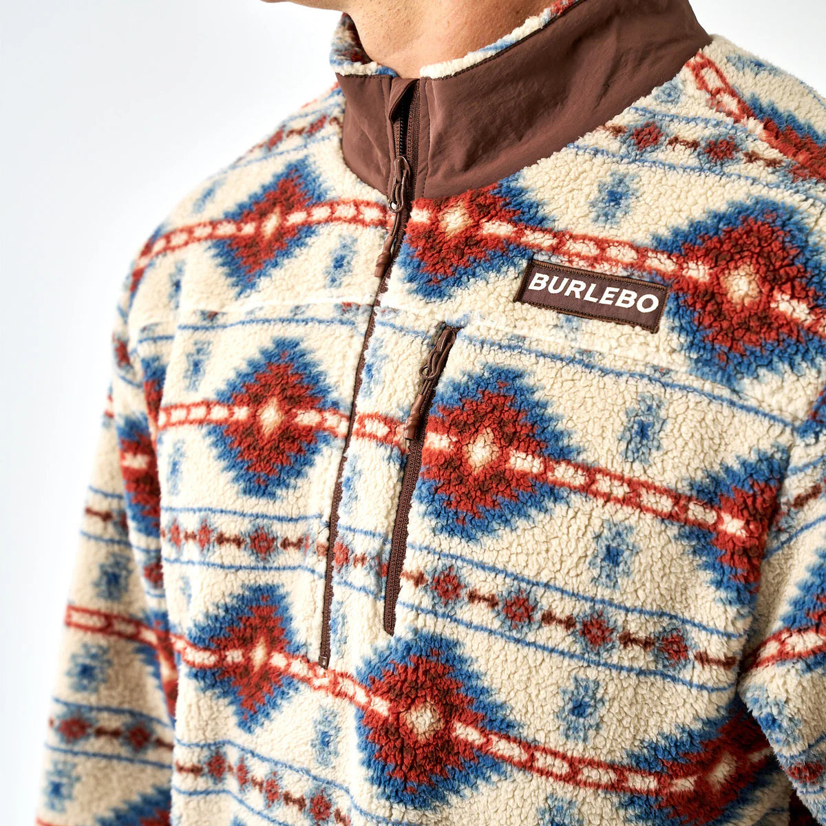 Men's Burlebo Quarter Zip Arizona Aztec Mountain Fleece Sherpa 