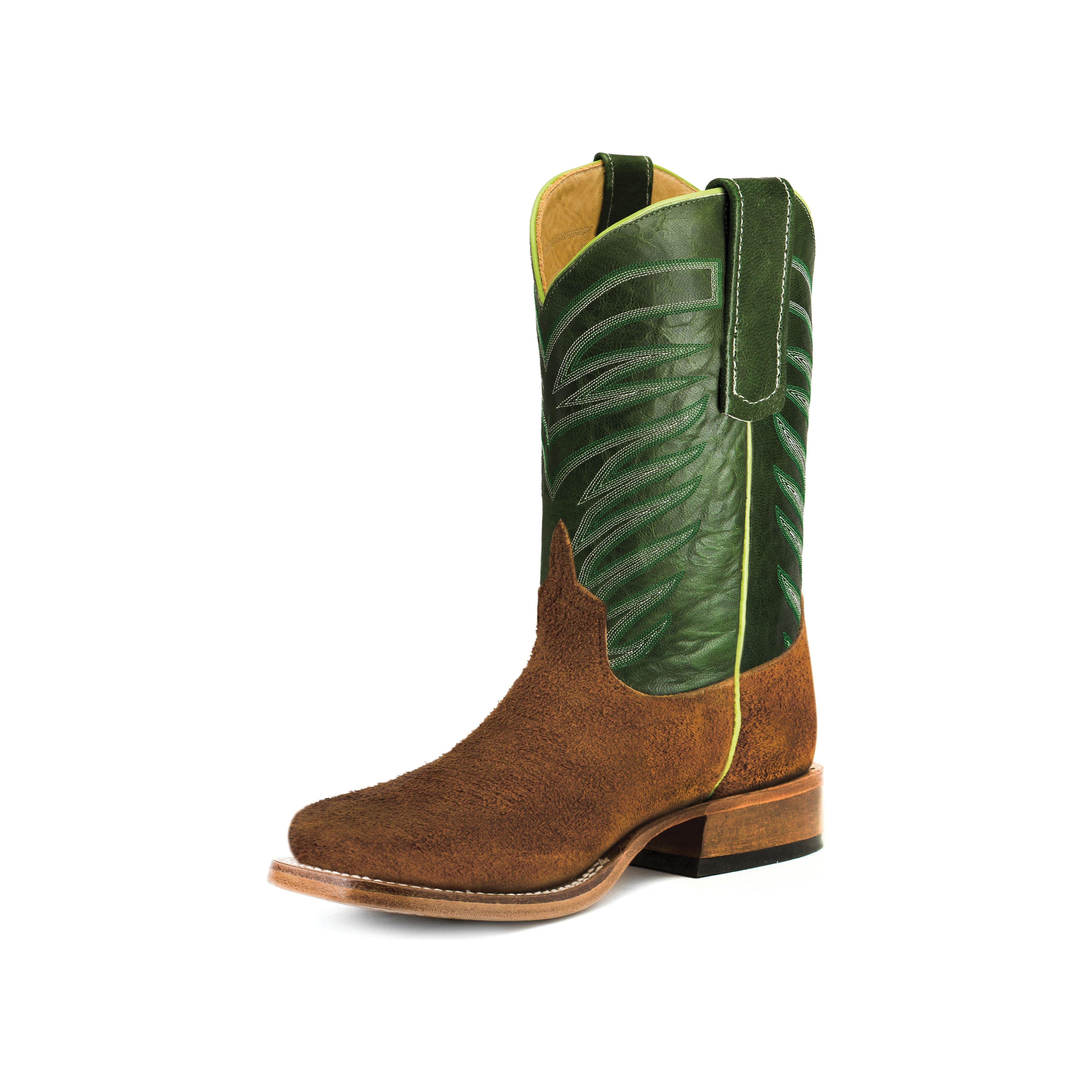 Anderson Bean Kids Tan Suede with Emerald Explosion Top ABK3012 - Crazy House Western Wear