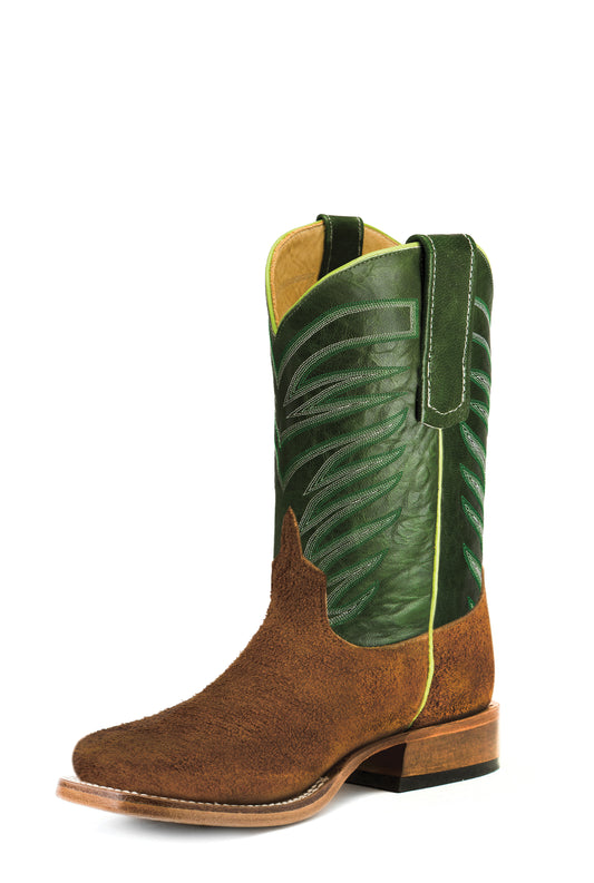 Anderson Bean Kids Tan Suede with Emerald Explosion Top - Crazy House Western Wear