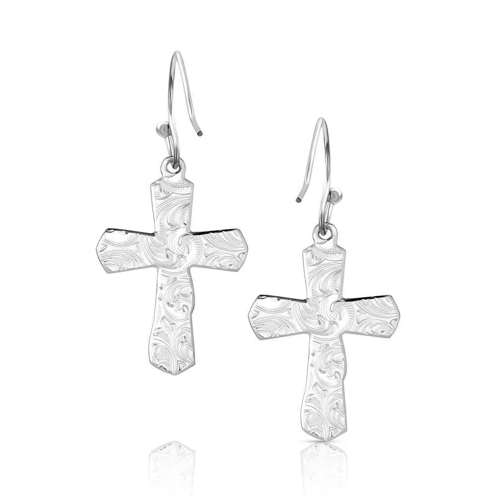 Montana Silversmiths Women's One Nation American Made Cross Earrings AMER6585