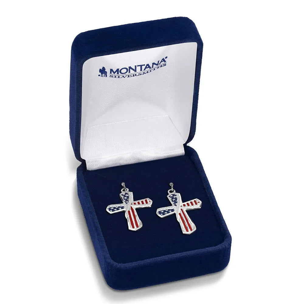 Montana Silversmiths Women's One Nation American Made Cross Earrings AMER6585