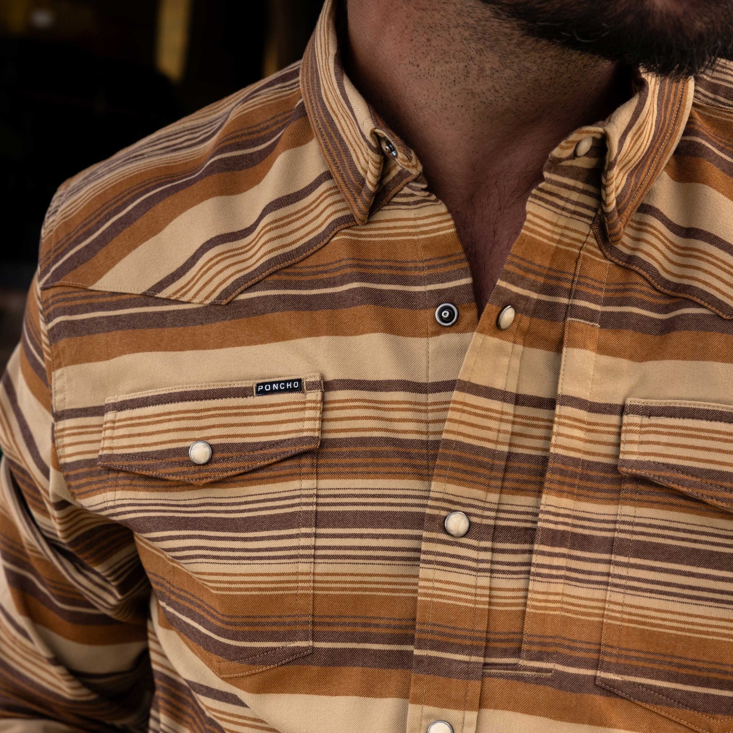 Men's Poncho "The Adobo" Long Sleeve Snap Up Shirt