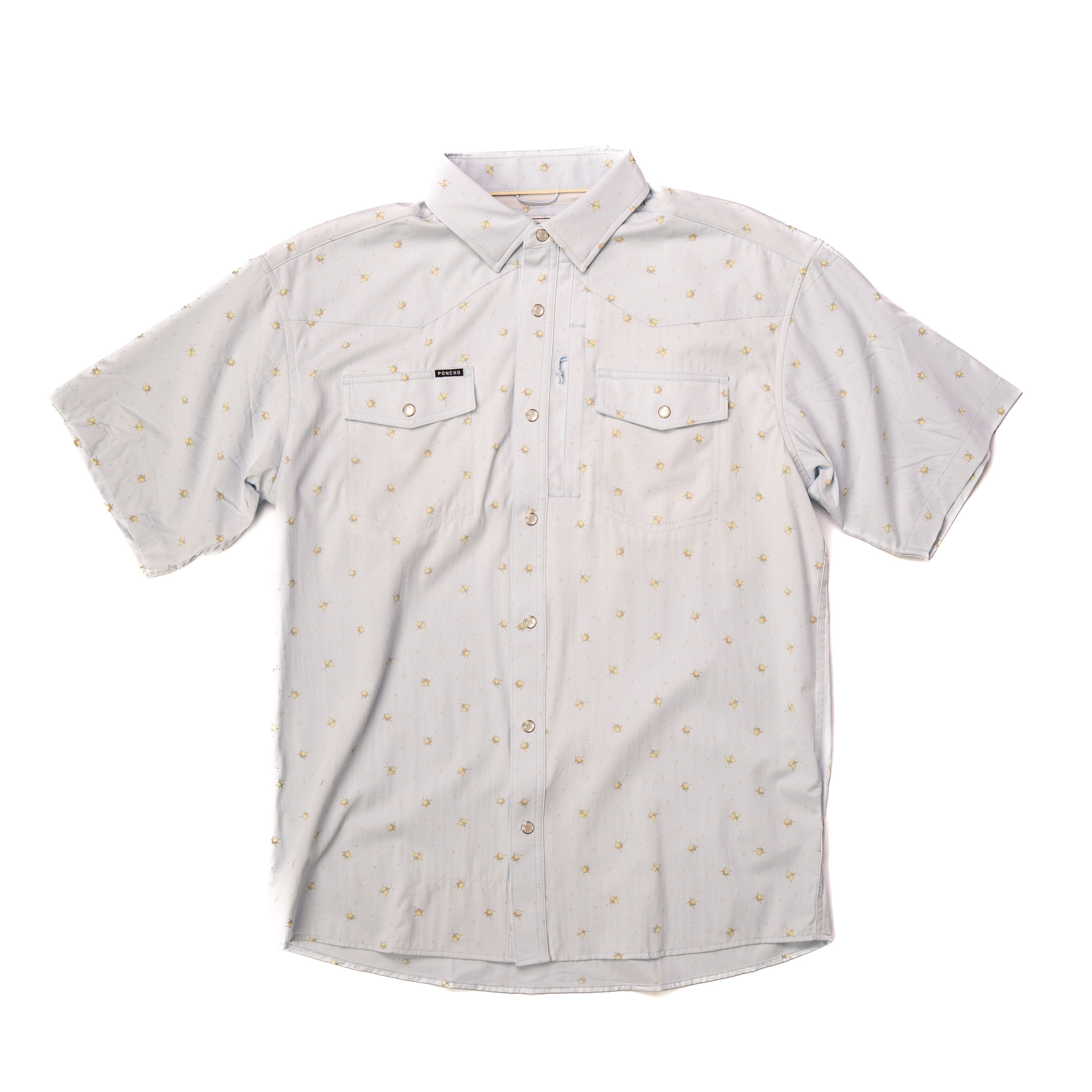 Men's Poncho Bonito Blue Pearl Snap Shirt Bonito-Blu - Crazy House Western Wear
