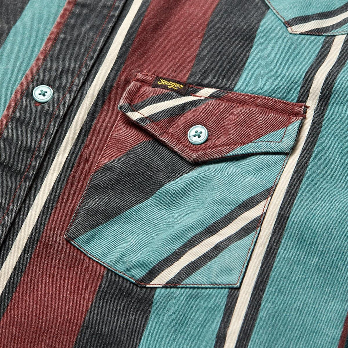 Men's Seager Amarillo Long Sleeve Shirt Turquoise Stripe MSF25AMARTURQ