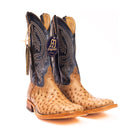 Anderson Bean Rum Brown Glazed Full Quill Ostrich with 13" Regal Blue Top - Crazy House Western Wear