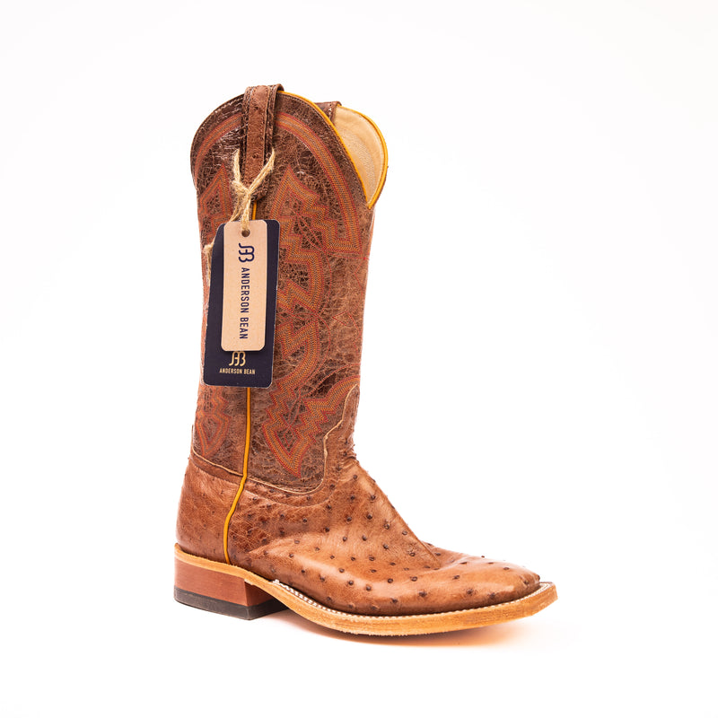 Anderson Bean Rust Brown Full Quill Ostrich with 13" Chocolate Volcano Top S1099 - Crazy House Western Wear
