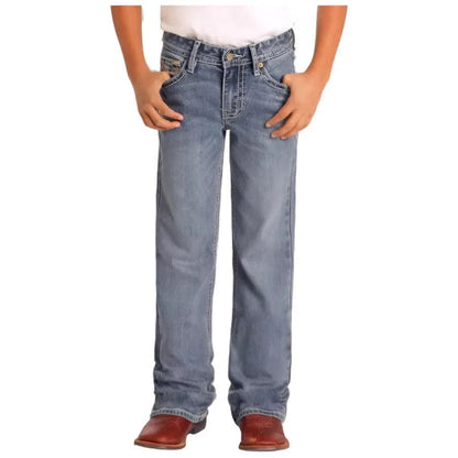 Rock and Roll Denim Boys' Regular Fit Straight Stitch Bootcut Jeans