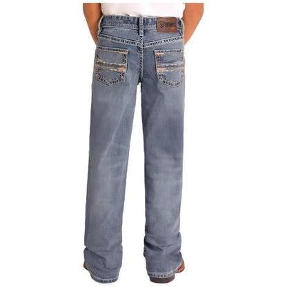 Rock and Roll Denim Boys' Regular Fit Straight Stitch Bootcut Jeans