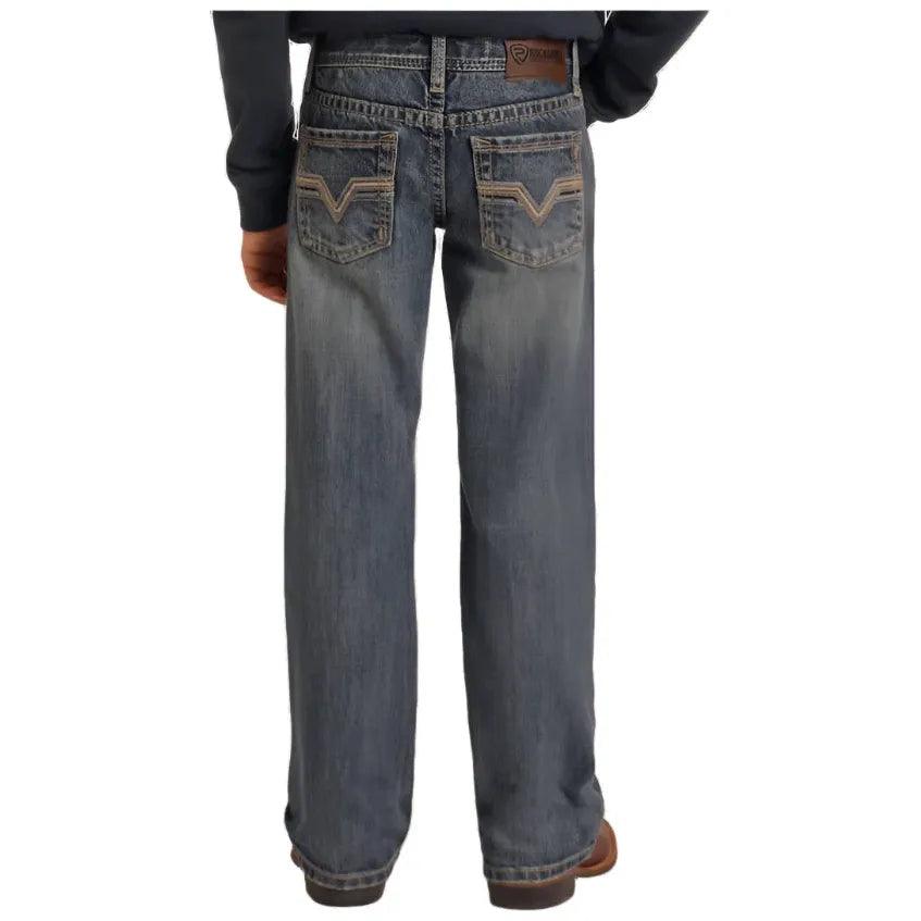 Rock and Roll Denim Boys' Regular Fit Rope Embroidered Bootcut Jeans