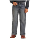 Boy's Rock and Roll Denim Regular Fit Rope Stitch Embroidered Bootcut Jeans BB0BD05592 - Crazy House Western Wear